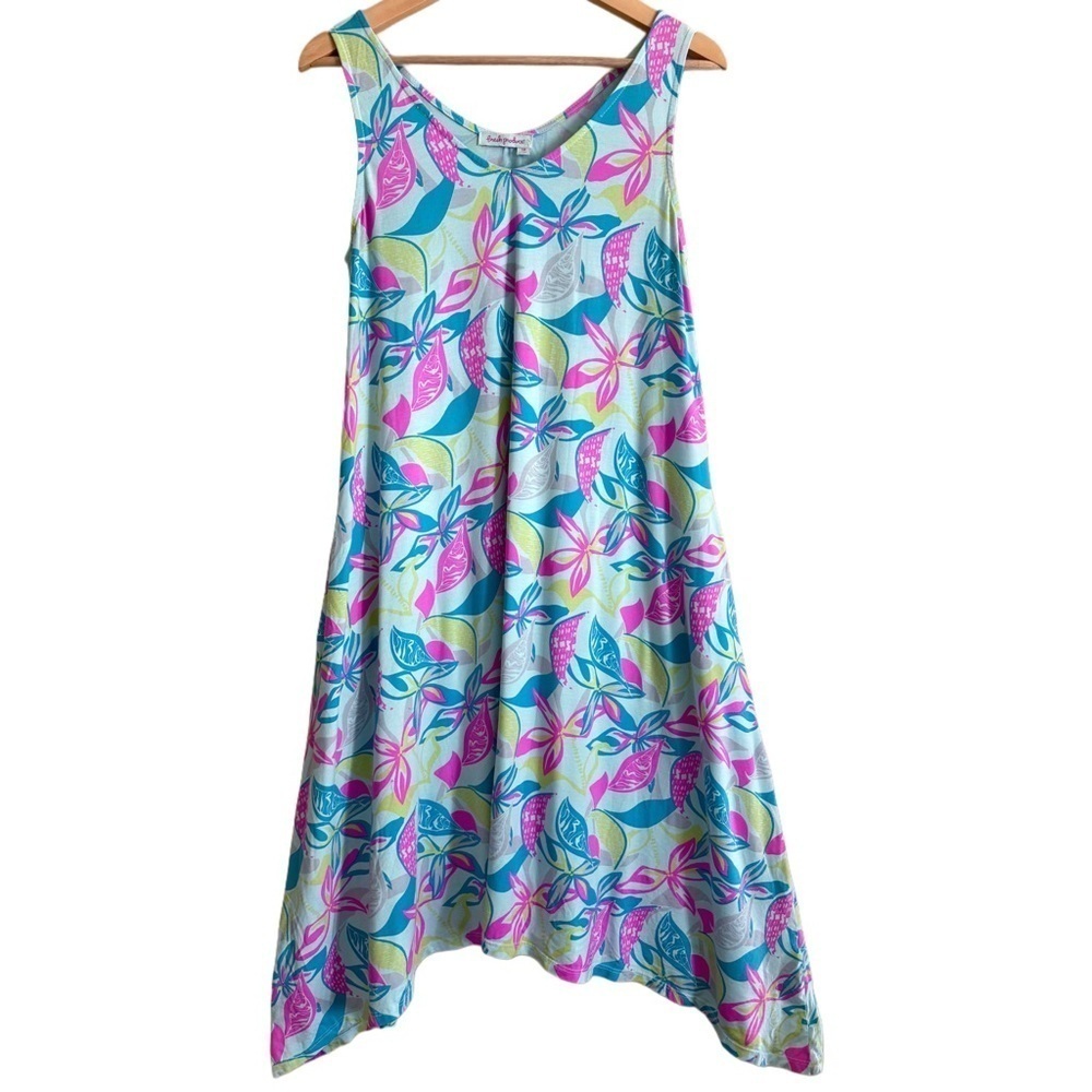 FRESH PRODUCE Modal Blend Colorful Boho Lagenlook Lightweight Floral Dress S/M - Picture 2 of 8